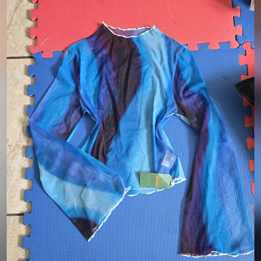 Asymmetrical Blue Fitted Blouse